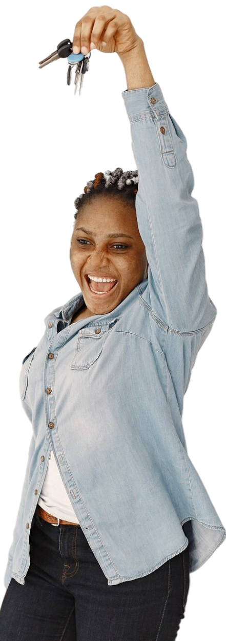 happy woman with keys to house