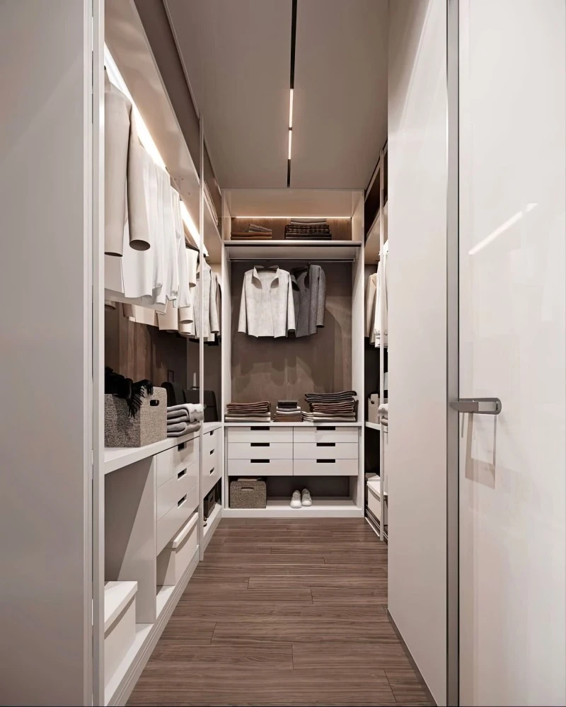 Spacious closet with built-in storage